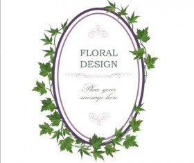 Vintage frame and green leaves vector