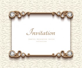 Vintage golden frames with diamond invitation vector 01