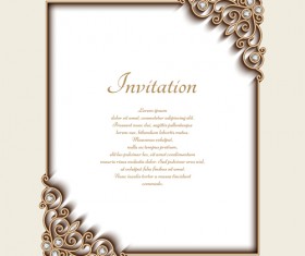 Vintage golden frames with diamond invitation vector 02
