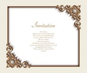 Vintage golden frames with diamond invitation vector 03