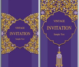 Vintage invitation cards with jewelry decor vector 01