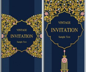 Vintage invitation cards with jewelry decor vector 06