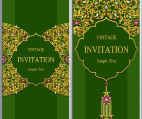 Vintage invitation cards with jewelry decor vector 07