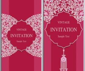 Vintage invitation cards with jewelry decor vector 08