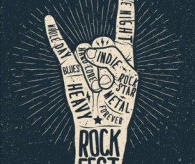 Vintage rock festival poster vector 04
