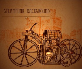 Vintage steampunk background design vector 02