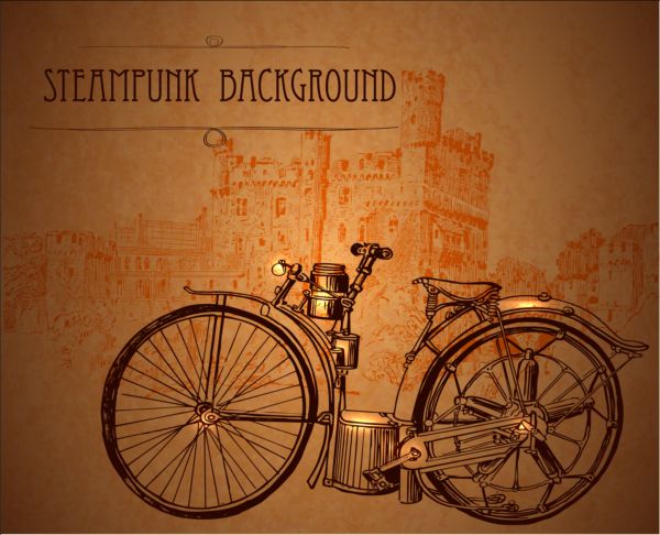 Vintage steampunk background design vector 03