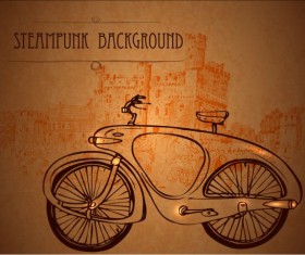 Vintage steampunk background design vector 04