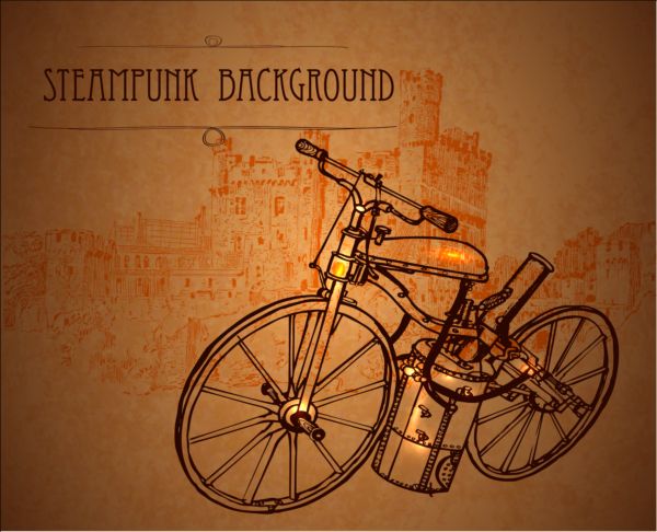 Vintage steampunk background design vector 05