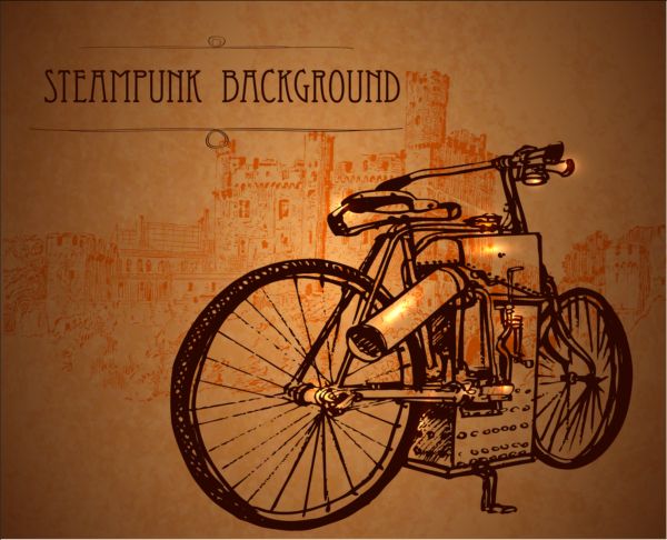 Vintage steampunk background design vector 06