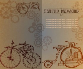 Vintage steampunk background design vector 07