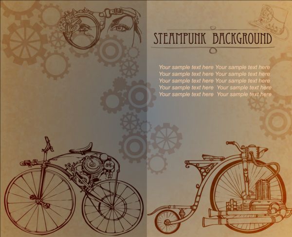 Vintage steampunk background design vector 07