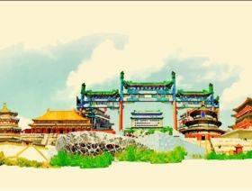 Watercolor city beijing vector