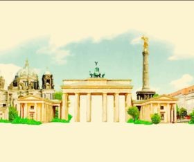 Watercolor city berlin vector