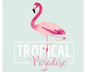 Watercolor flamingo vector background 02