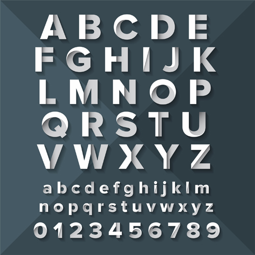 White paper alphabets vectors