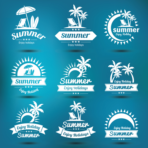 White summer labels vector set 02