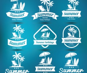 White summer labels vector set 03