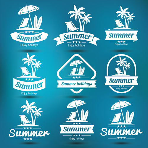 White summer labels vector set 03
