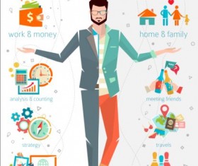 Work and life balance vector template 01