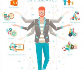 Work and life balance vector template 04