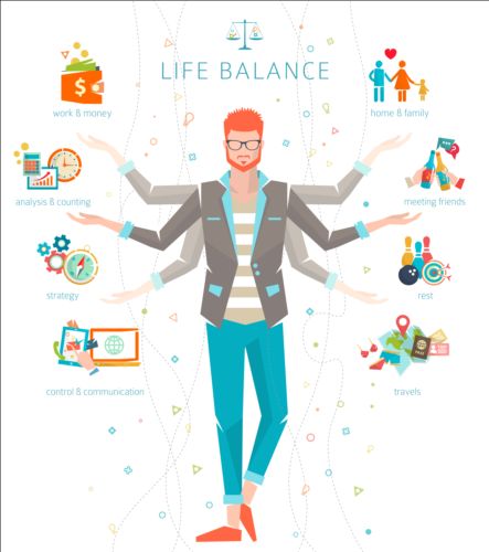 Work and life balance vector template 04