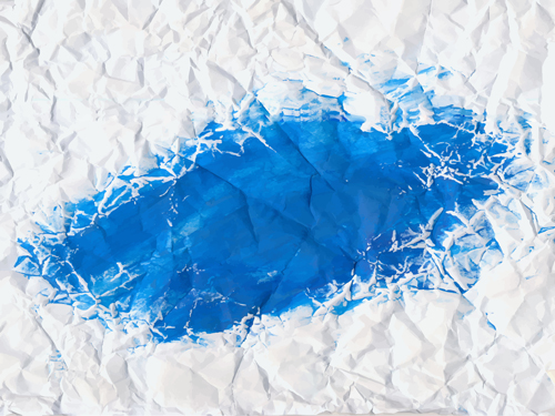 Wrinkled paper with blue paint background vector