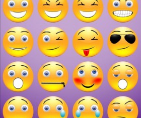 Yellow round emoticons Icons