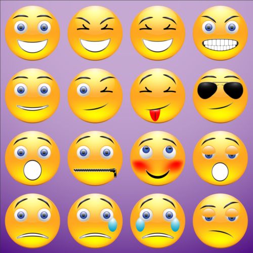 Yellow round emoticons Icons free download