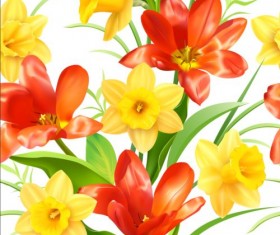 Yellow with red flower pattern vector