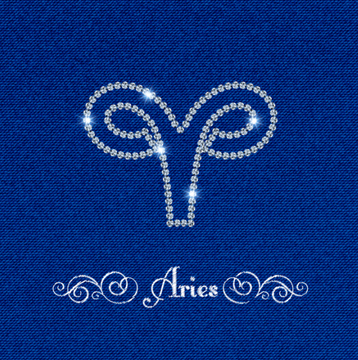 Zodiac sign Aries with fabric background vector