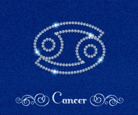 Zodiac sign Cancer with fabric background vector