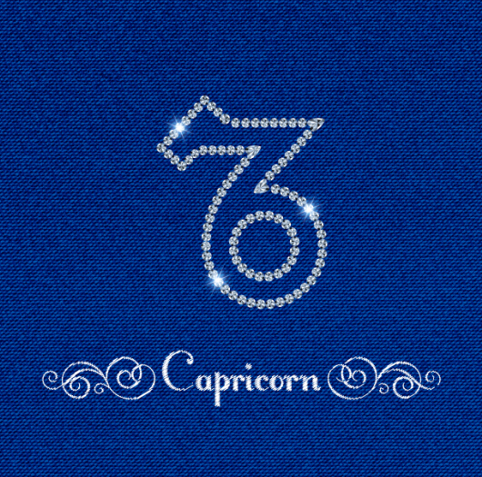 Zodiac sign Capricorn with fabric background vector