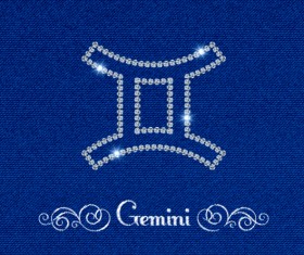 Zodiac sign Gemini with fabric background vector