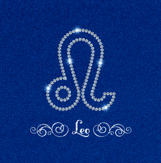 Zodiac sign Leo with fabric background vector