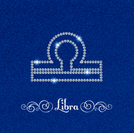 Zodiac sign Libra with fabric background vector