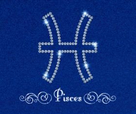 Zodiac sign Pisces with fabric background vector