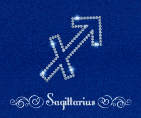 Zodiac sign Sagittarius with fabric background vector