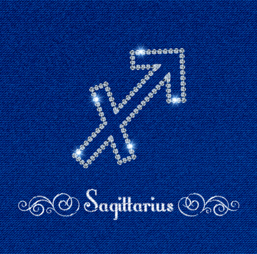 Zodiac sign Sagittarius with fabric background vector