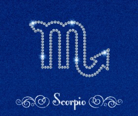 Zodiac sign Scorpio with fabric background vector
