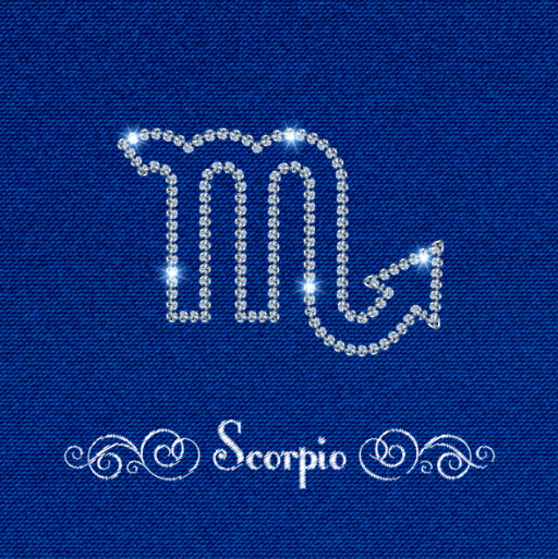 Zodiac sign Scorpio with fabric background vector