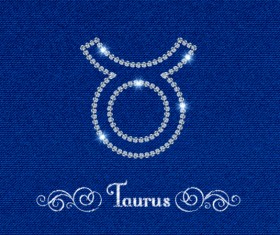 Zodiac sign Taurus with fabric background vector