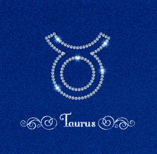 Zodiac sign Taurus with fabric background vector