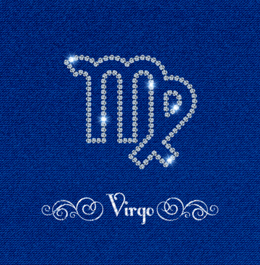 Zodiac sign Virgo with fabric background vector