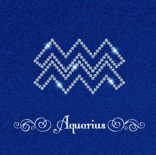 Zodiac sign aquarius with fabric background vector