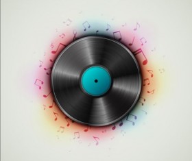 album with musical notes vector background