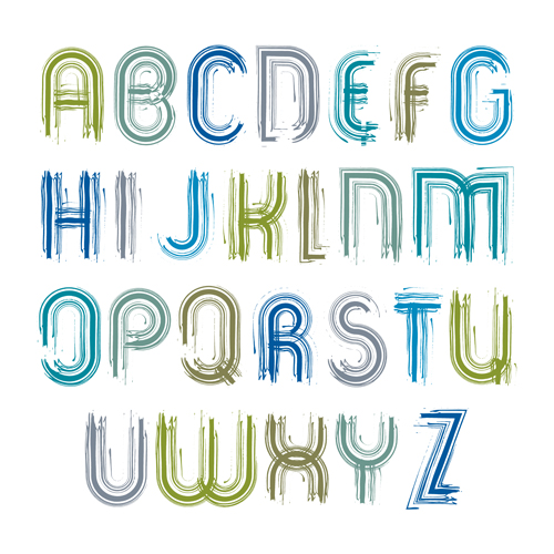 brush alphabets font vector 01