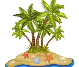 islands with palm tree illustration vector