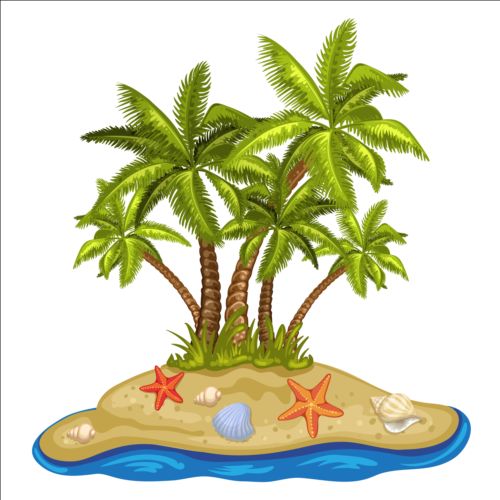 islands with palm tree illustration vector