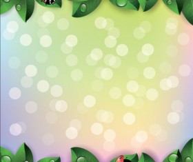 ladybug and leaves border with halation background vector